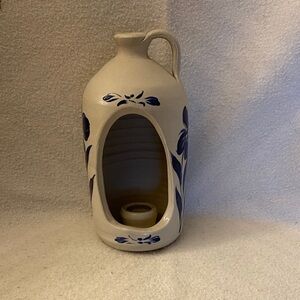Handcrafted Blue and White Stoneware Candle Holder